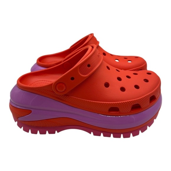 Crocs‎ Mega Crush Clog Women's Size 7 Lava Red Orange Purple Pink 207988-84J - Picture 1 of 9